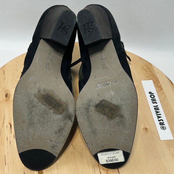 PAUL‎ GREEN Malibu Sliced Zip Chunky Black Nubuck Sisal Ankle Bootie - Size 6 - Picture 9 of 10